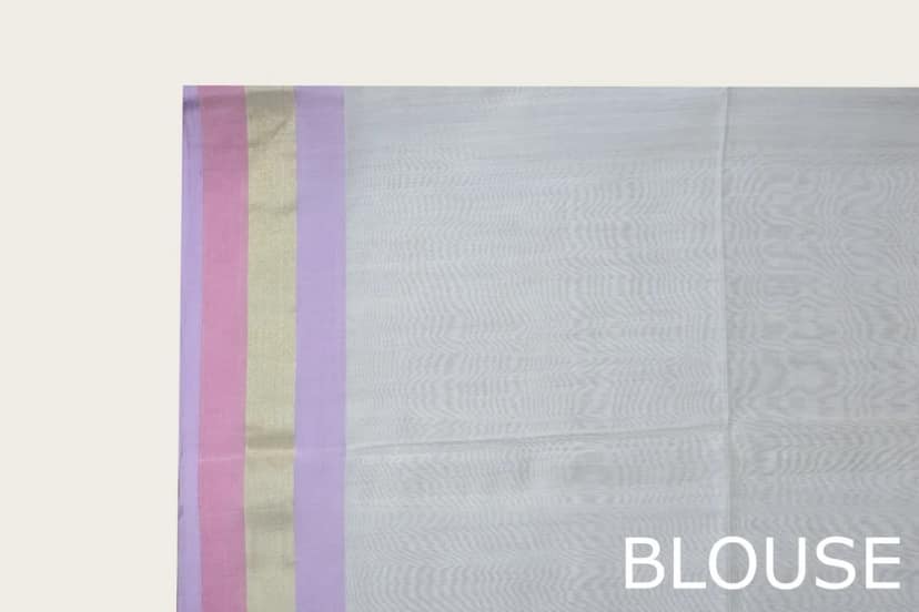Epic Ivory Kosa Pallu White handloom Saree with Tassels view 5