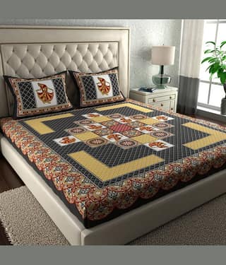 Cosito Cotton 1 Double Bedsheet with 2 Pillow Covers ( Dark Grey )