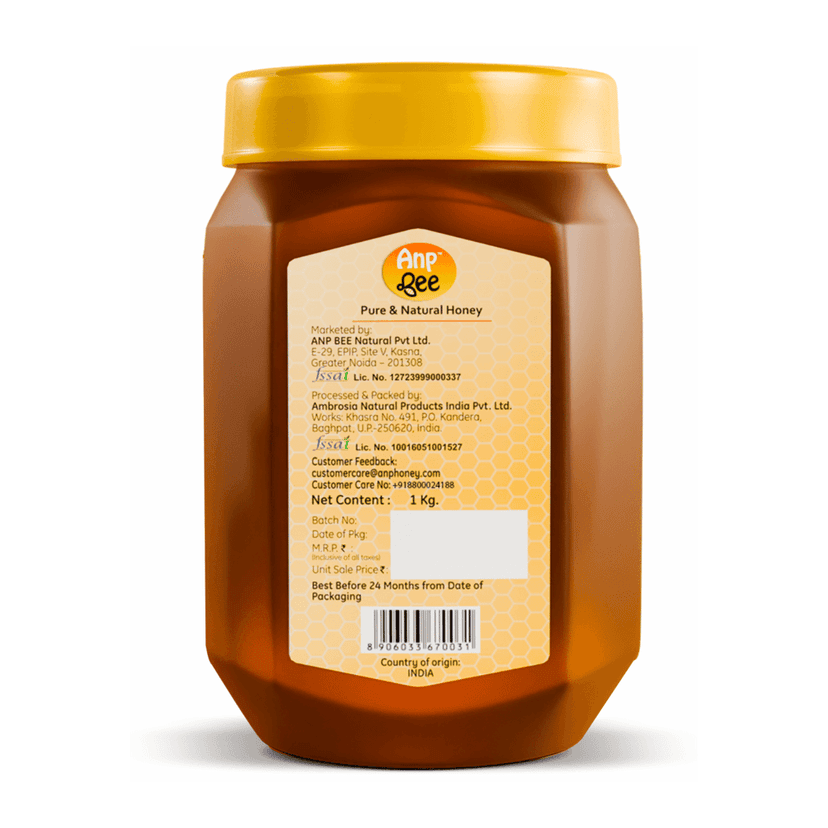 ANP BEE Raw Natural Honey 1kg I NMR Approved Pure Honey I Helps in Weight Loss & Boost Immunity, Unprocessed, and Unfiltered I Beekeeper Honey view 2