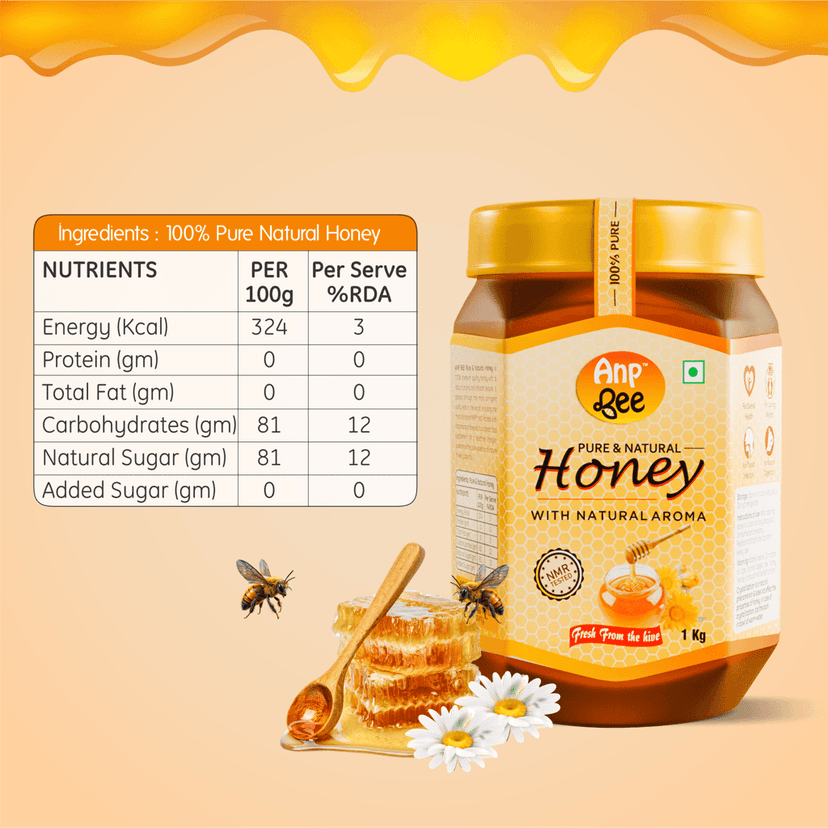 ANP BEE Raw Natural Honey 1kg I NMR Approved Pure Honey I Helps in Weight Loss & Boost Immunity, Unprocessed, and Unfiltered I Beekeeper Honey view 8