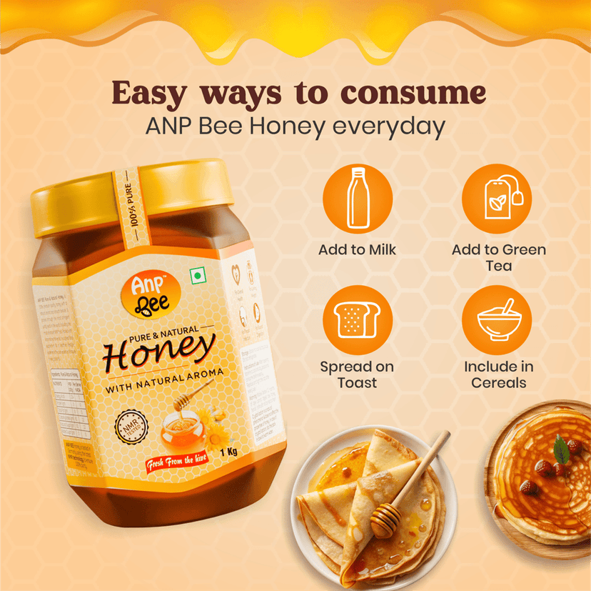 ANP BEE Raw Natural Honey 1kg I NMR Approved Pure Honey I Helps in Weight Loss & Boost Immunity, Unprocessed, and Unfiltered I Beekeeper Honey view 9