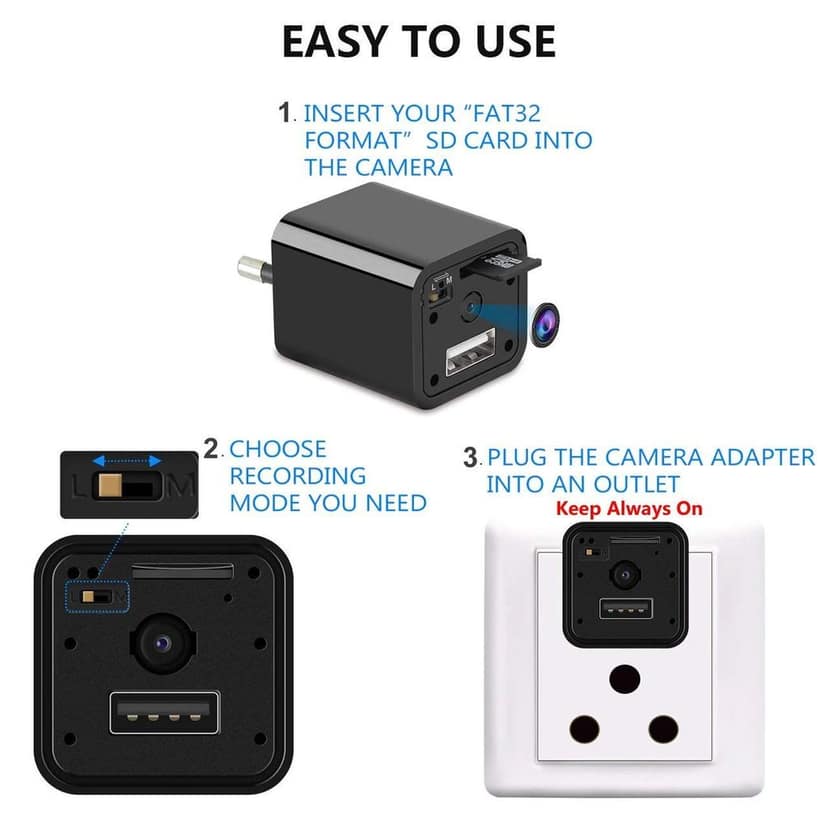 AUSHA USB Wall Charger Hidden Camera | 1080P HD, Plug-in Power, Discreet Indoor Surveillance view 5