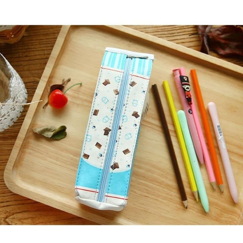 Milk Carton Pencil Case – Creative Cute Cartoon PU Leather Pencil Pouch, Large Capacity, Waterproof Stationery Organizer for School, Office & Travel view 5