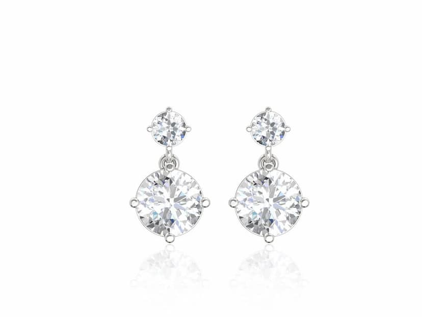 Illuminating Round Drop Solitaire Earrings view 2