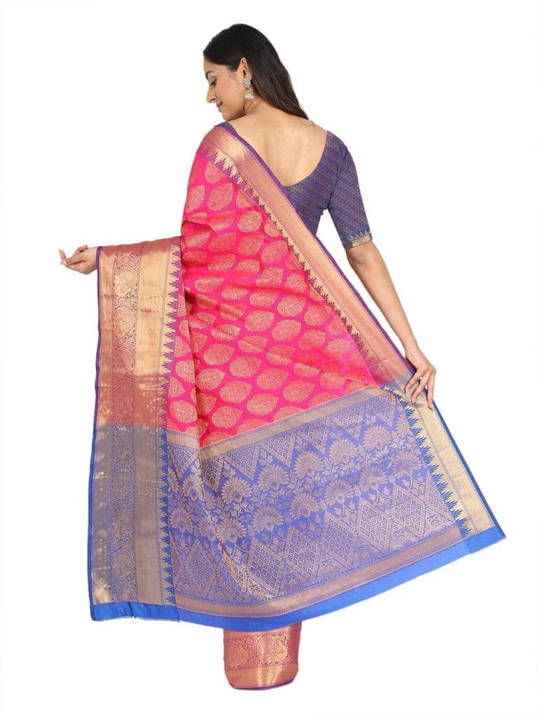 Pink-Golden Touch Woven Design Banarasi Saree view 2