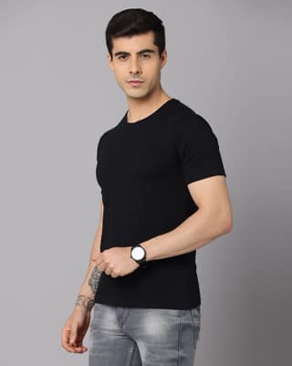 Crepeon Mens Plain Round Neck T shirt