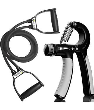 AJRO DEAL Double Resistance Toning Band & Adjustable Hand Grip Strengthener for Exercise/Stretching, Forearm Exercise