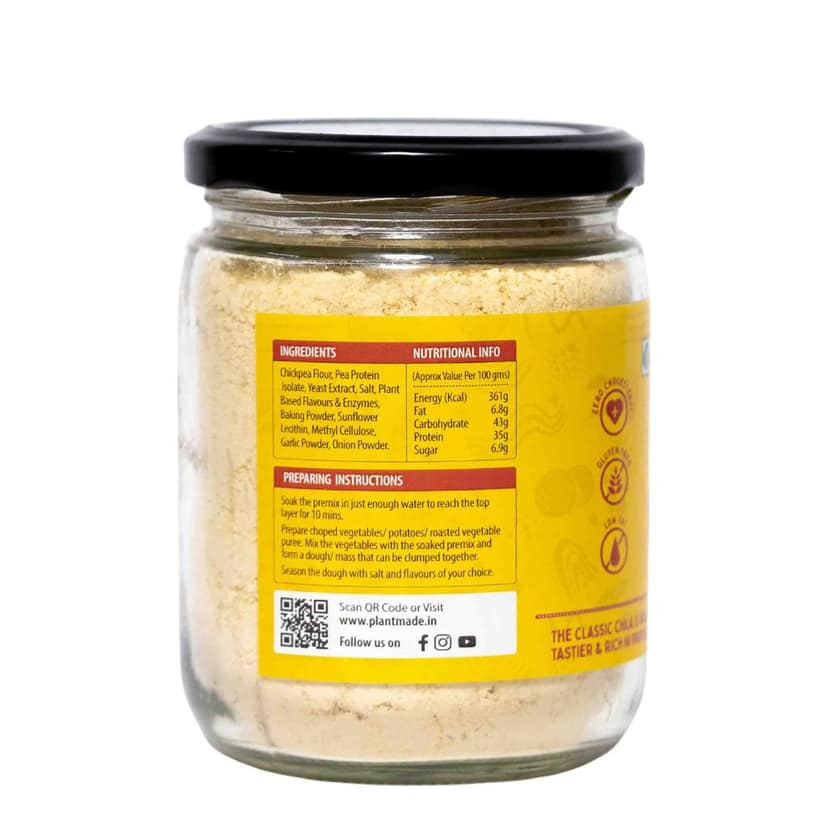Plantmade Instant Chilla Mix 200 gm | Moong Daal Chilla Mix | Chickpea Cheela Mix I Indian Healthy Breakfast I Protein Rich I Easy to Make I Nutritious and Delicious | Gluten-Free | Soy-Free | Healthy Breakfast view 4