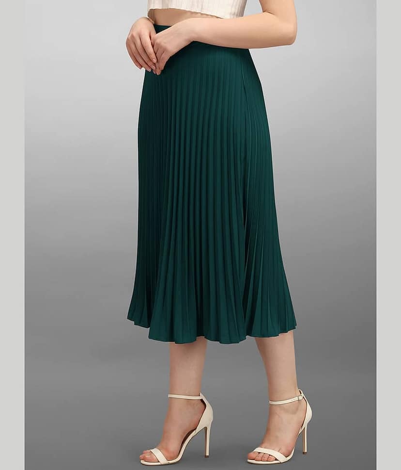 KZULLY - Green Crepe Women's Flared Skirt ( Pack of 1 )