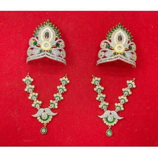 AD Jewellery Set for 12 inch Deities, Radha Krishna Crowns, Necklaces