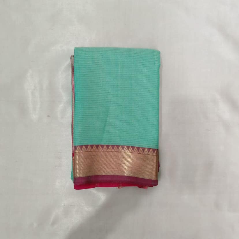Cotton Saree with Blouse - Mint Green view 2