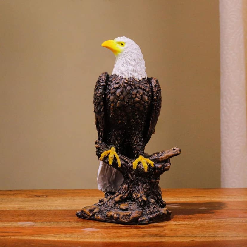 Artarium Mighty Resin Antique Eagle Statue Feng Shui Colourful Hawk Sculpture Garuda Figurine Vintage Showpiece for Home & Office Decor Vastu Rectification Gifting (Eagle Multicolor 8.66 Inch) view 2