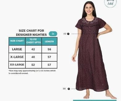 100% Cotton Printed Long Maxi Nighty/Night Gown For Women view 4