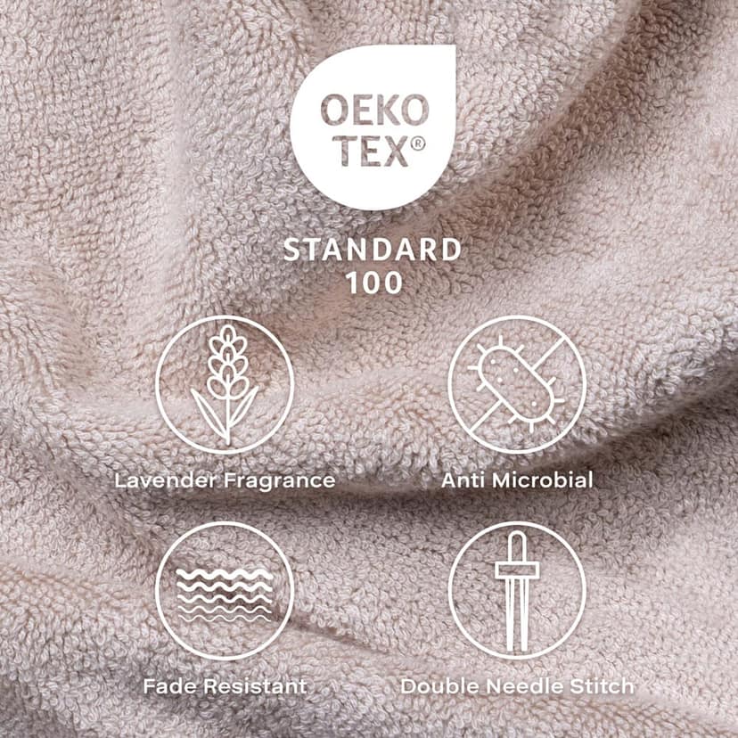 Feather & Spun Bamboo Cotton Face Towel(Pack of 4) | Lavender Fragrance | Oeko-TEX® Standard 100 | Anti Microbial | Fade Resistant | Double Needle Stitch | 600 GSM - 33 cms x 33 cms view 5