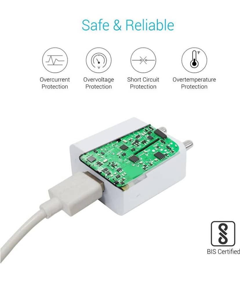 Portronics Adapto 62:2.4 A Charger With Single USB Port ,White (POR 1062) view 2