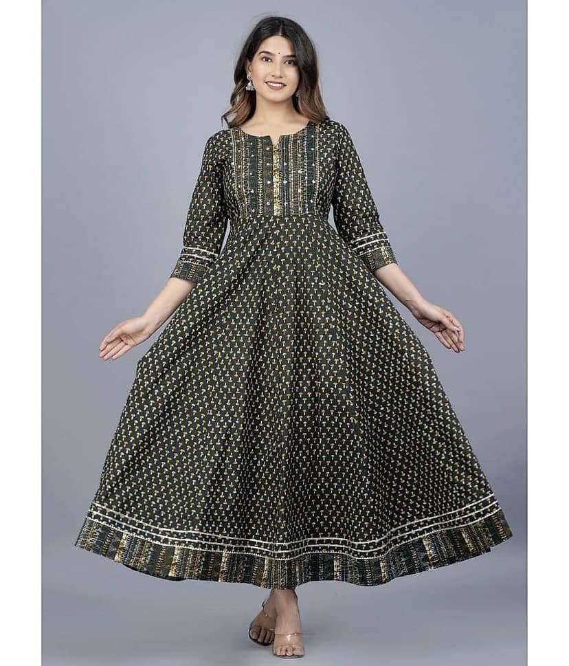 Mishree Collection - Blue Cotton Women's Anarkali Kurti ( Pack of 1 )
