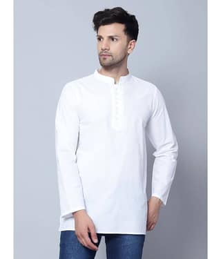 Latest Chikan Cotton Blend Regular Fit Solids Full Sleeves Men's Casual Shirt - White ( Pack of 1 )