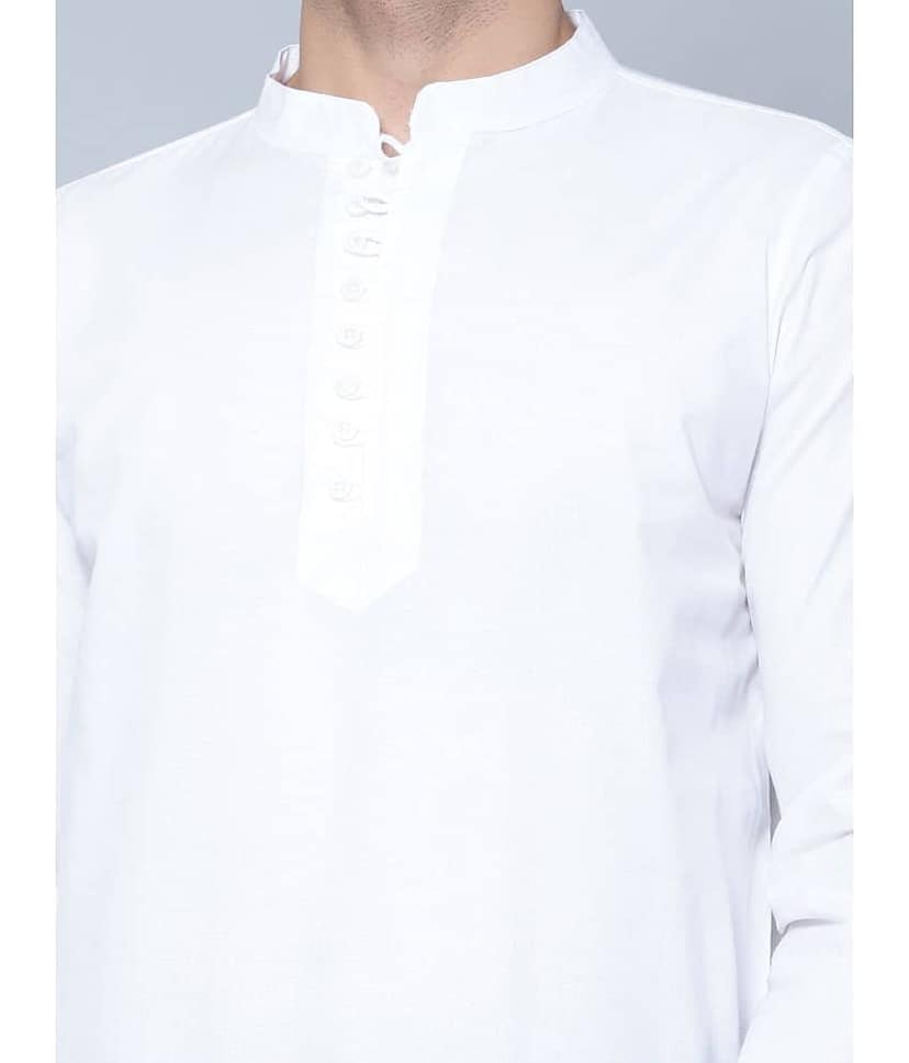 Latest Chikan Cotton Blend Regular Fit Solids Full Sleeves Men's Casual Shirt - White ( Pack of 1 ) view 2
