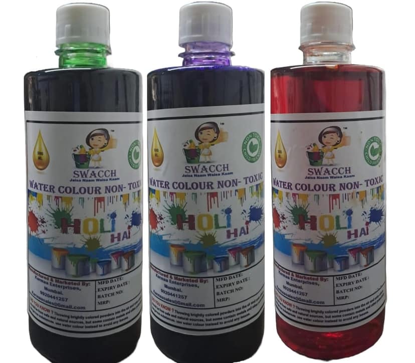 SWACCH WATER COLOUR NON-TOXIC & ECO FRIENDLY COLOUR (GREEN, BLUE & RED) (500ML) (PACK OF 3)