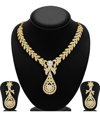 Sukkhi Golden Contemporary Austrian Diamond Alloy Necklace Set