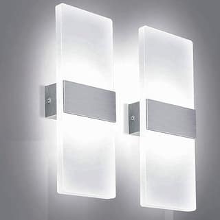 (Pack of 2 15 Watts Rectangular Acrylic LED Wall Lamp- White