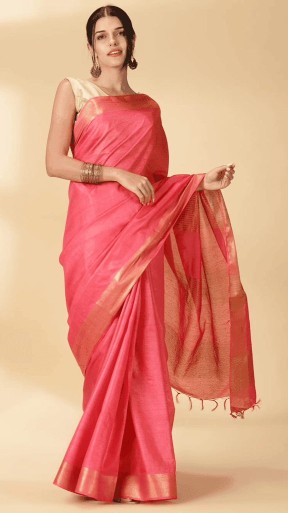Handloom Jayashree Silk Saree Rose Red Color with Running Blouse-6702 view 2
