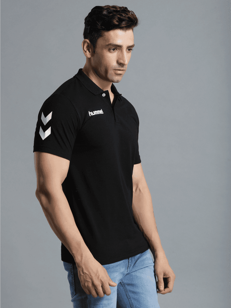 Go Cotton Polo Neck Cotton Rich Half Sleeve Solid Regular fit Cottonpoly T-shirt for Men Comfortable soft Breathable Fabric Stretchable for Everyday Use Ideal for Casual wear and officewear view 2