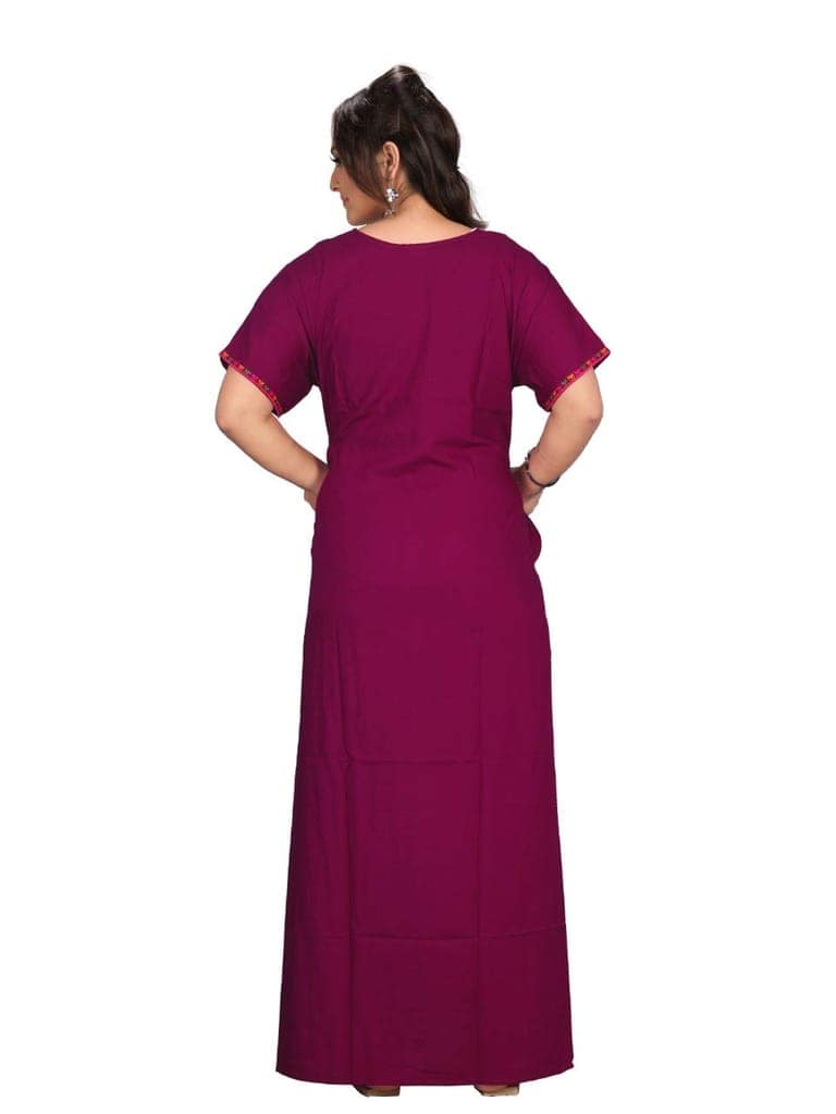 VALENCIA SLEEPWEAR Dimond Shap Embroidery Gown Maxi Nightwear Nighty Lizzy Bizzy Soft Fabric Length Night Slip view 9