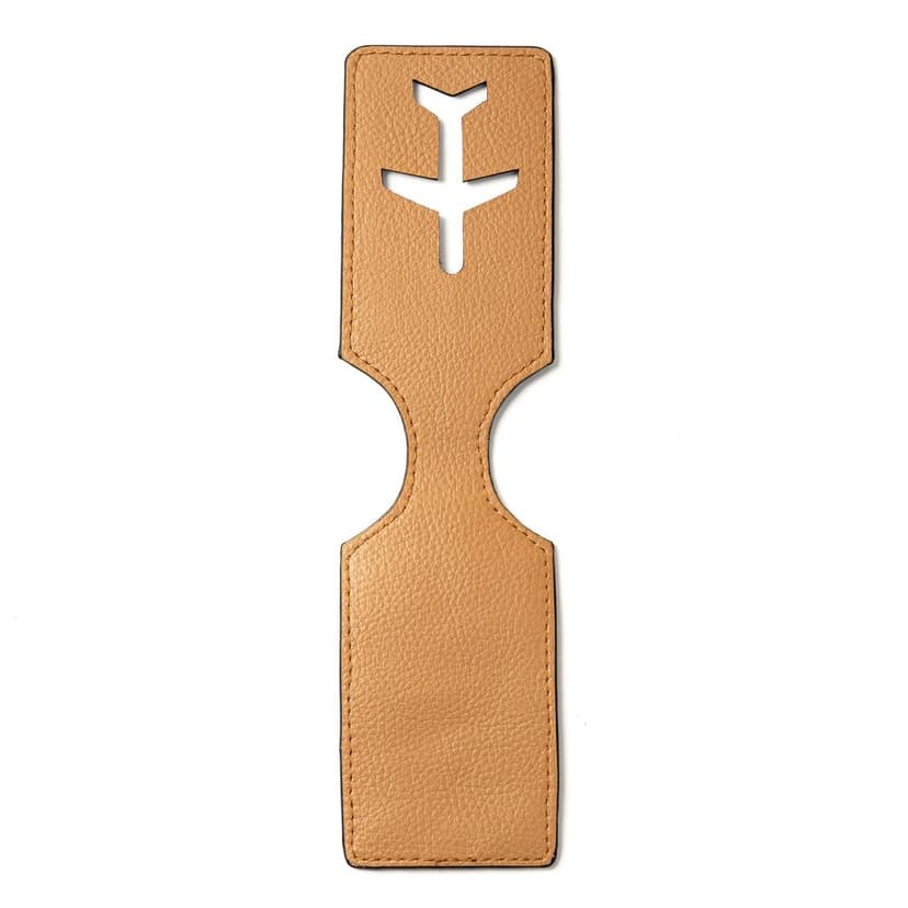 Airplane Vegan Leather Travel Tag - Caramel view 3