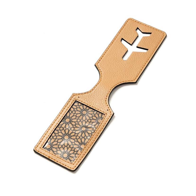 Airplane Vegan Leather Travel Tag - Caramel view 4