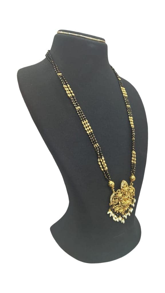 oxidized gold plated traditional long haar necklace with pendant for women
