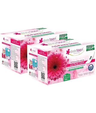 Everteen Daily Panty Liners with Antibacterial Strip for Women - 2 Packs (30pcs Each) 60 Panty Liners Pack of 2