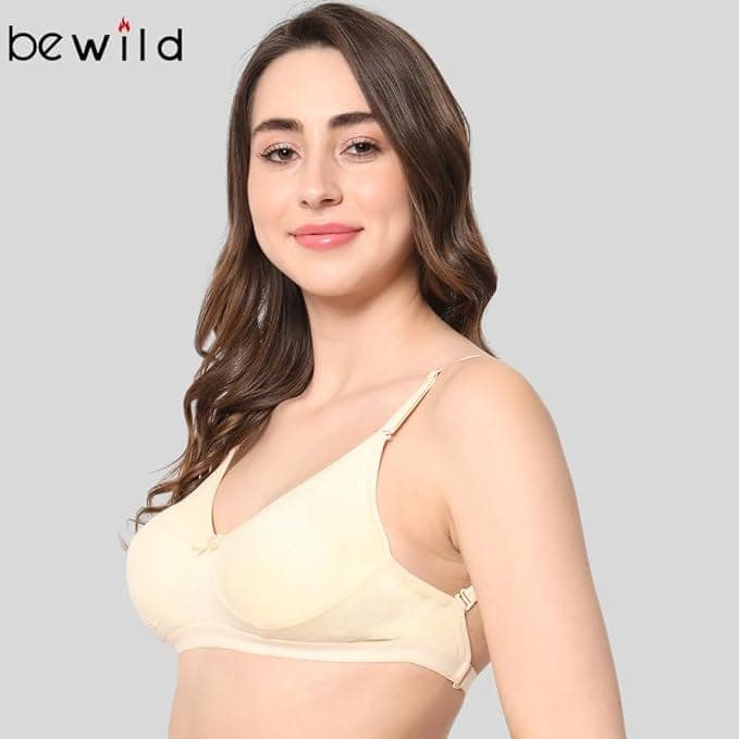 Bewild full coverage Backless cotton bra for women and girls/ladies/casual/non padded/everyday/transparent strap & band free view 3