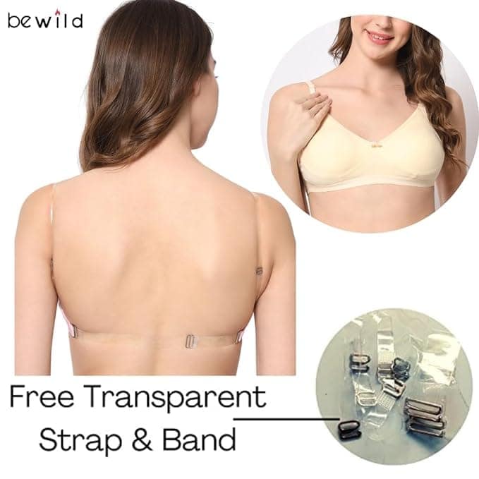 Bewild full coverage Backless cotton bra for women and girls/ladies/casual/non padded/everyday/transparent strap & band free view 5
