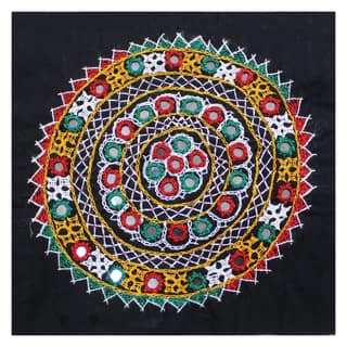 Garvi Gurjari (A Gujarat Govt Enterprise) Cotton Multicolor Hand Embroidered Patch with Mirror Work(GGCMEP60)