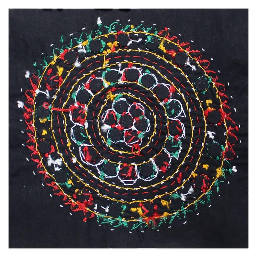 Garvi Gurjari (A Gujarat Govt Enterprise) Cotton Multicolor Hand Embroidered Patch with Mirror Work(GGCMEP60) view 2
