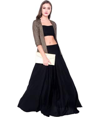 GOD BLESS Women Rayon Fit & Flare Dress ( Black )