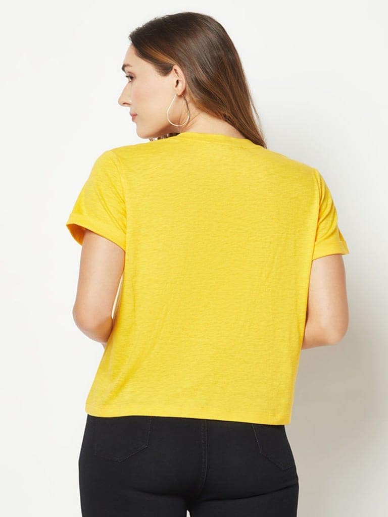 Yellow Embroidered T-Shirt view 3