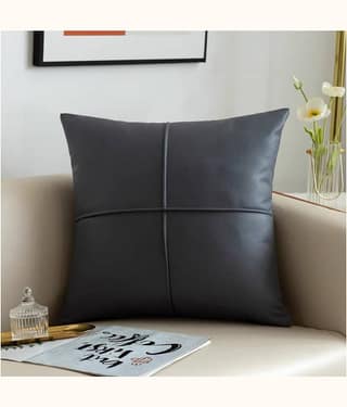 TESMEZY Set of 1 Leather Solid Square Cushion Cover (45X45)cm - Dark Grey