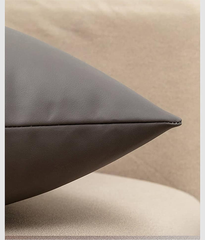 TESMEZY Set of 1 Leather Solid Square Cushion Cover (45X45)cm - Dark Grey view 2