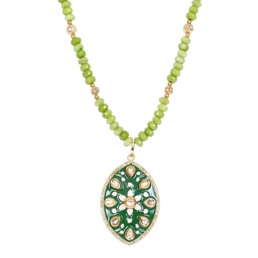 Unique Dazzling Beads Green Jade Beads Jewelry Set view 2