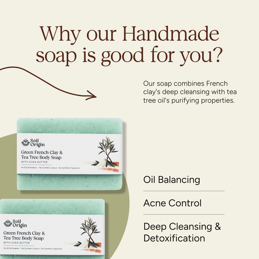 Green French Clay & Tea Tree Body Soap With Shea Butter - 100 Gm view 4