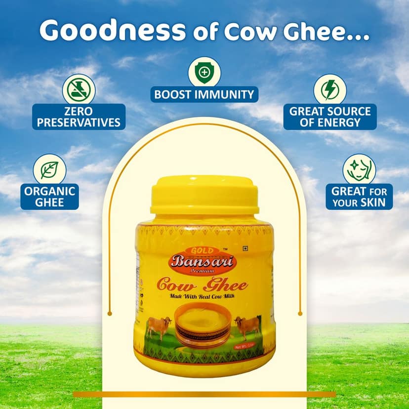 Gold Bansari Premium Pure Desi Cow Ghee Better Digestion&Immunity 1 Litre (Pack Of 1) view 3
