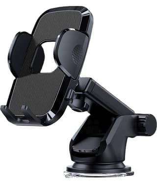 THRIFTKART Dashboard & Windshield Double Clamp Car Mobile Holder - Black