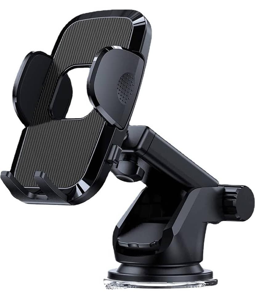 THRIFTKART Dashboard & Windshield Double Clamp Car Mobile Holder - Black