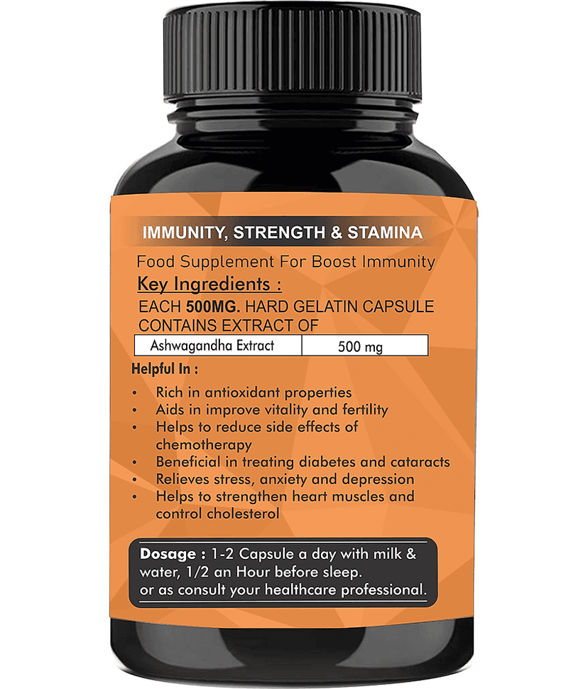 NutrActive Ashwagandha Capsules (500mg) 60 no.s Pack of 2 view 2