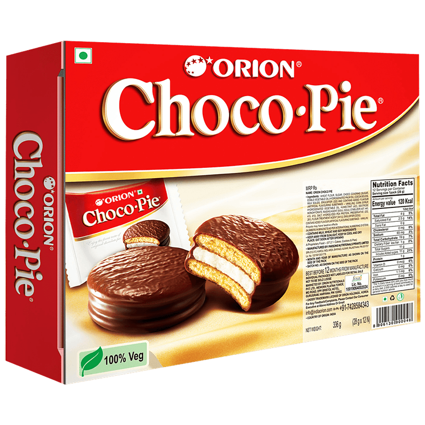 Orion Choco Pie - Chocolate Coated Soft Biscuit, 12 Pcs view 2