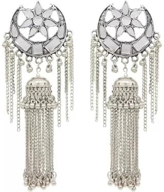 Samridhi DC Silver Jhumki Earrings ( Pack of 1 )