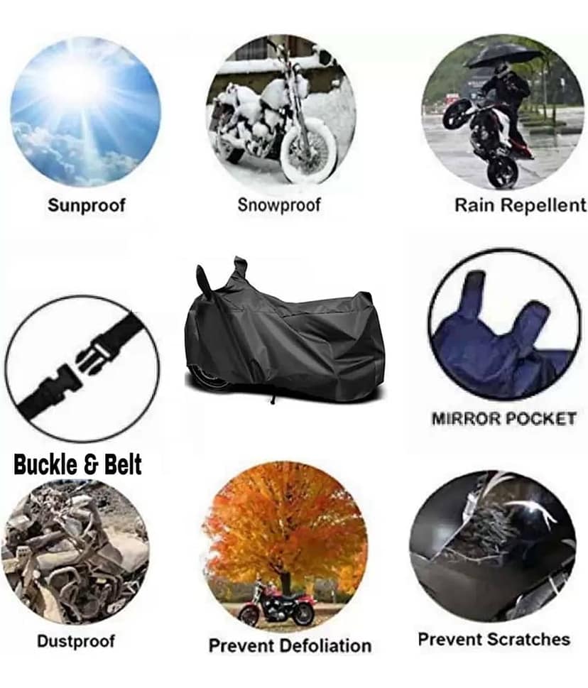 AutoRetail - Bike Body Cover for All Brands ( Pack of 1 ) , Black view 2