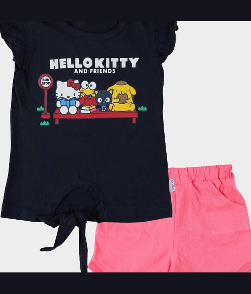 CATCUB Pack of 1 Girls Cotton Top With Shorts ( Navy ) view 2